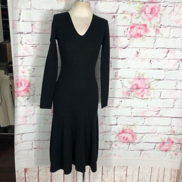 Jason Wu Grey long sleeve black wool midi dress - Picture 6 of 13